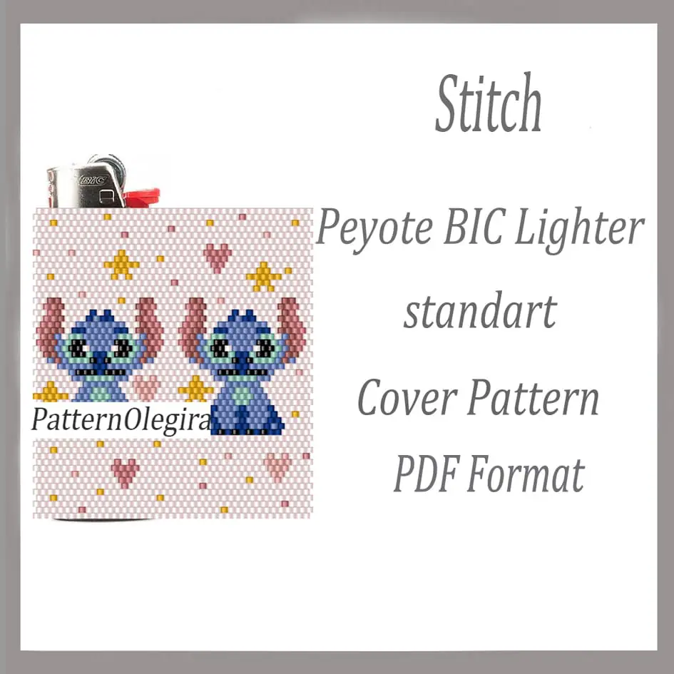 STITCH bead pattern PDF file Bead cover lighter BIC 1 Stitch beading lighter pattern Beading patterns Bead peyote pattern Olegirabeadpatterns