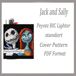 Jack and Sally beading lighter cover pattern Beading patterns Bead peyote pattern Olegirabeadpatterns