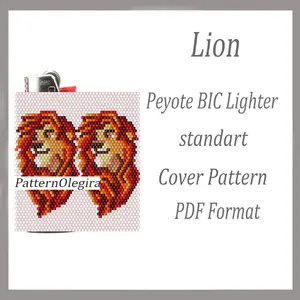 Lion beading lighter cover pattern Beading patterns Bead peyote pattern Olegirabeadpatterns