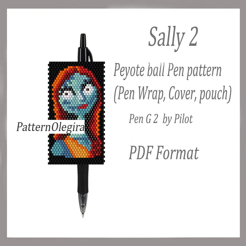SALLY 2 bead pattern PDF file Bead pen wraps pilot G2 1 Sally 2 Pen wraps bead pattern PDF file Sally bead cover pen beading pattern Olegirabeadpatterns