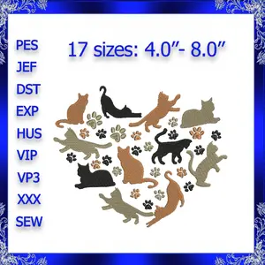 I love cat embroidery design 590