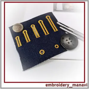 Sewing embroidery set – Button loop for outerwear and eyelets