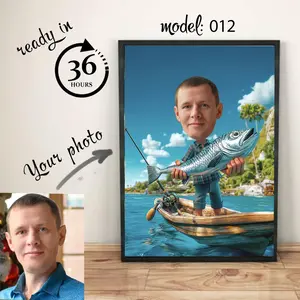 Custom Fishing Caricature – Personalized Fishing Gift