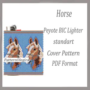 Horse beading lighter cover pattern Beading patterns Bead peyote pattern Olegirabeadpatterns