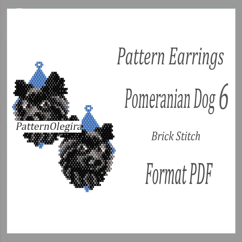 POMERANIAN DOG 6 Earrings beading pattern Brick stitch pattern 1 Pomeranian Dog 6 Earrings bead patterns PDF file Beading patterns Beading earrings Beading dogs Olegirabeadpatterns