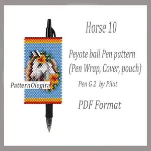 Horse 10 Bead pen wraps pattern Horse beading pattern Bead cover pen pattern Beading Horse Olegirabeadpatterns