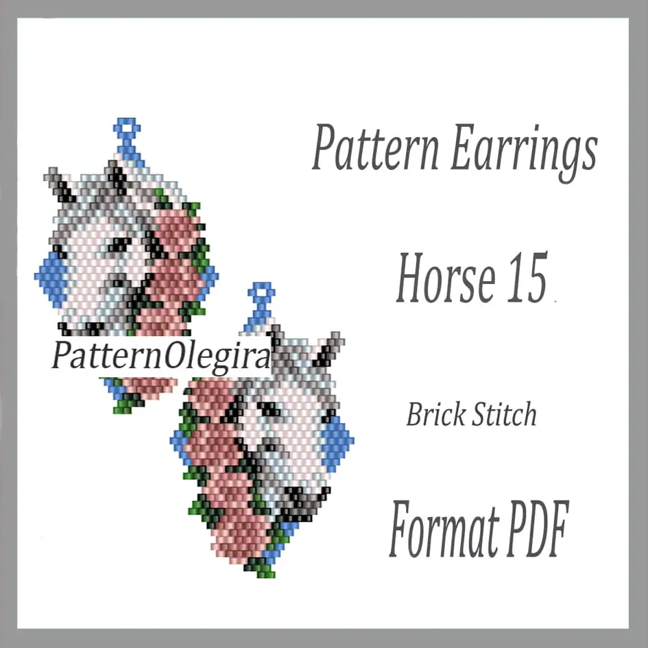 HORSE 15 Earrings bead pattern PDF Bead brick stitch pattern 1 Horse 15 Bead earrings pattern Horse beading pattern Bead earrings pattern Olegirabeadpatterns
