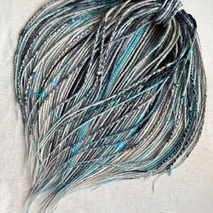 Blue Silver decorated handmade synthetic dreadlocks