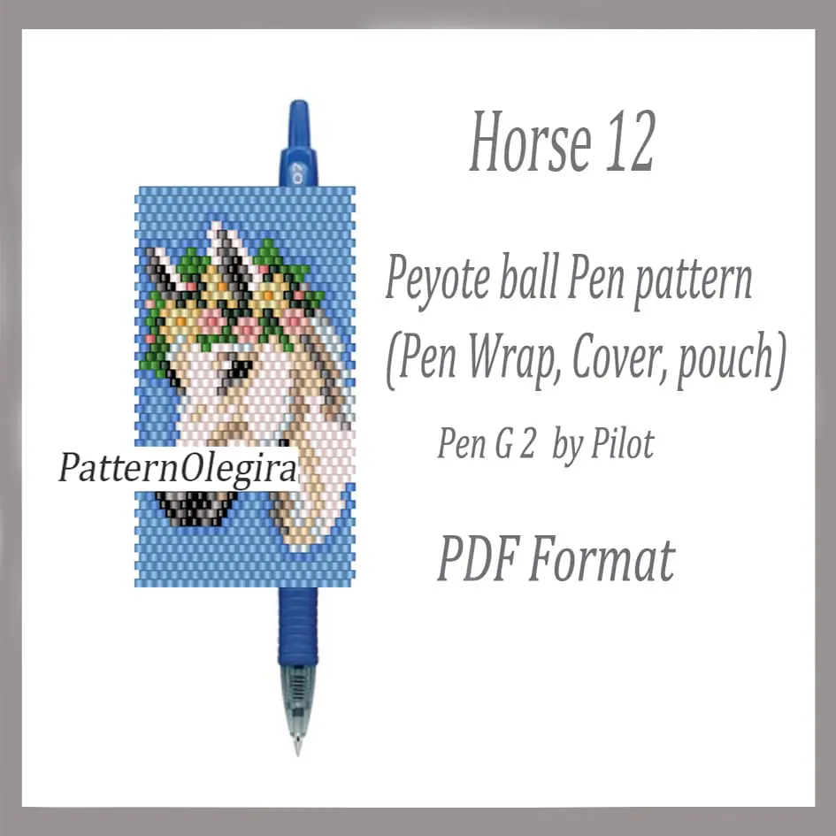 HORSE 12 bead pattern PDF file Bead pen wraps pilot G2 1 Horse 12 Bead pen wraps pattern Horse beading pattern Bead cover pen pattern Beading Horse Olegirabeadpatterns