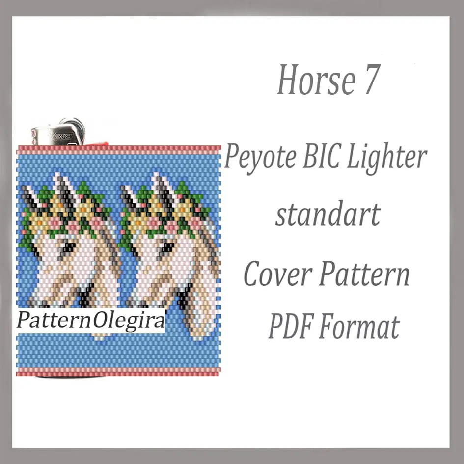 HORSE 7 bead pattern PDF file Bead cover lighter BIC 1 Horse 7 beading lighter cover pattern Beading patterns Bead peyote pattern Olegirabeadpatterns