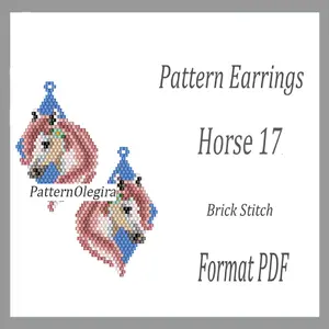 Horse 17 Bead earrings pattern Horse beading pattern Bead earrings pattern Olegirabeadpatterns