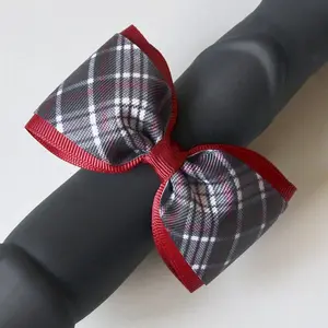 Dick ring bow tie Handmade cock ring Check grey penis jewelry. Sex gift & box.