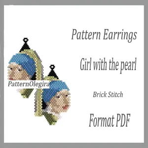 Girl with the pearl Bead earrings pattern Girl with the pearl beading pattern Bead earrings pattern Olegirabeadpatterns