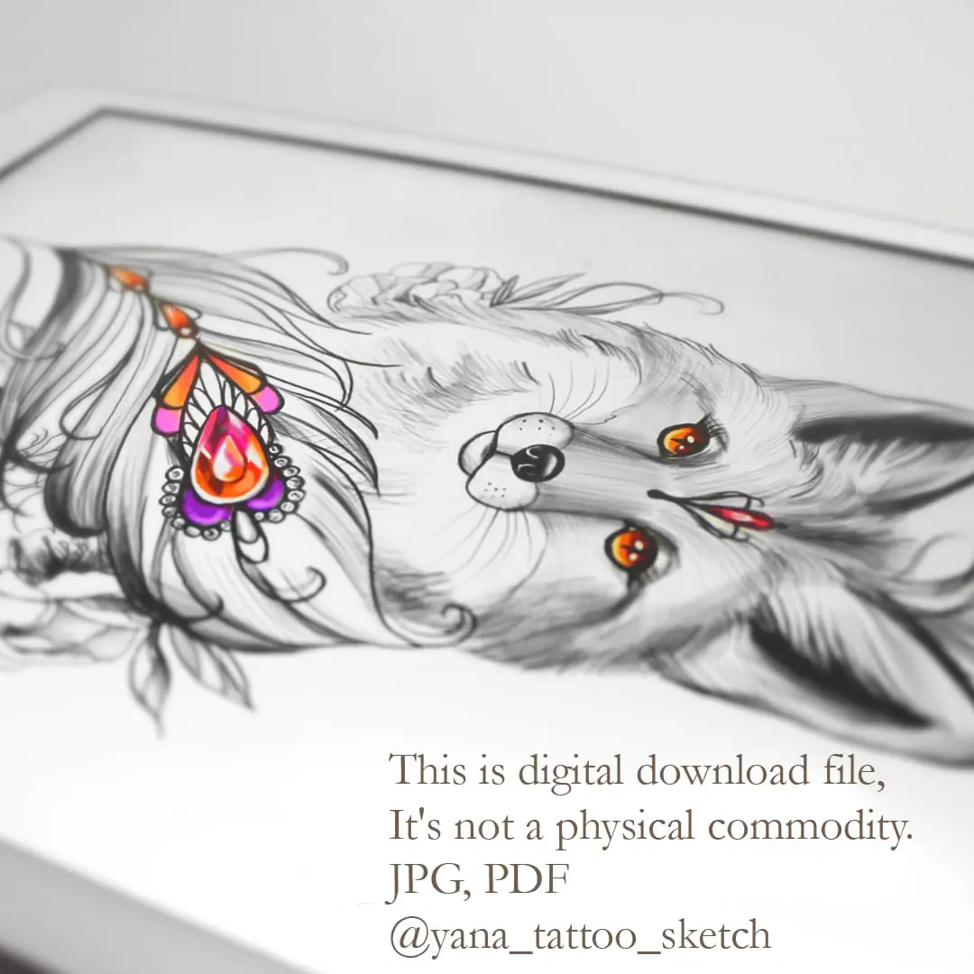 Fox Tattoo Design for Females Fox Tattoo Idea Stencil Drawing 3 Fox Tattoo Design for Females Fox Tattoo Idea Stencil Drawing - Image 3