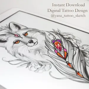 Fox Tattoo Design for Females Fox Tattoo Idea Stencil Drawing