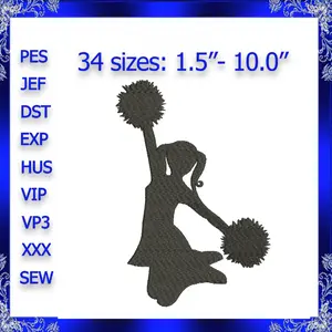 Cheerleader Embroidery Design Cheer Girls Embroidery