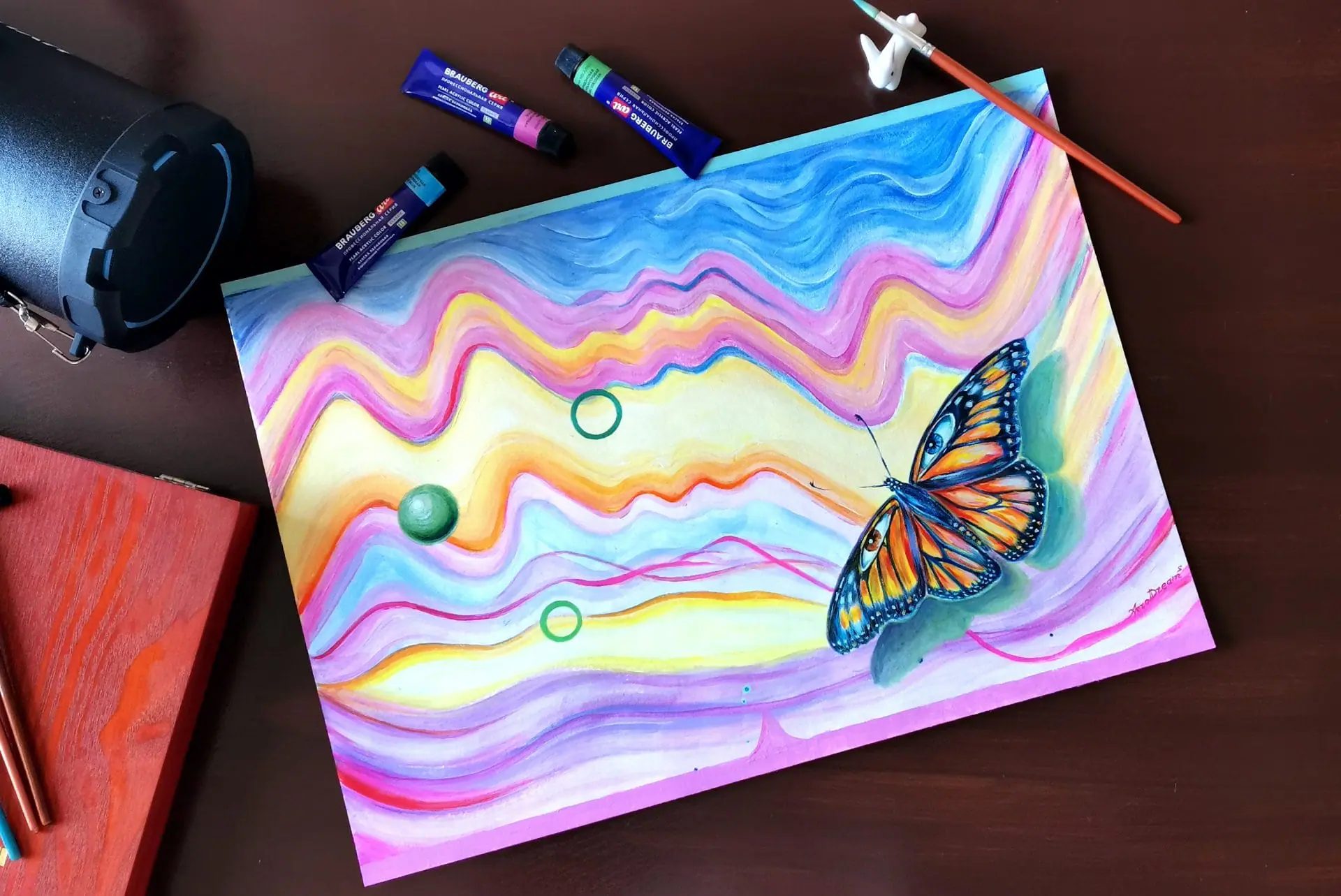 Butterfly vibe acrylic painting by artist AeroDreamSoul