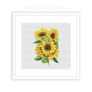 Easy Sunflowers Digital Cross Stitch Pattern PDF