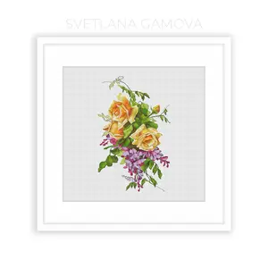 Roses and Lilac Cross Stitch Pattern PDF