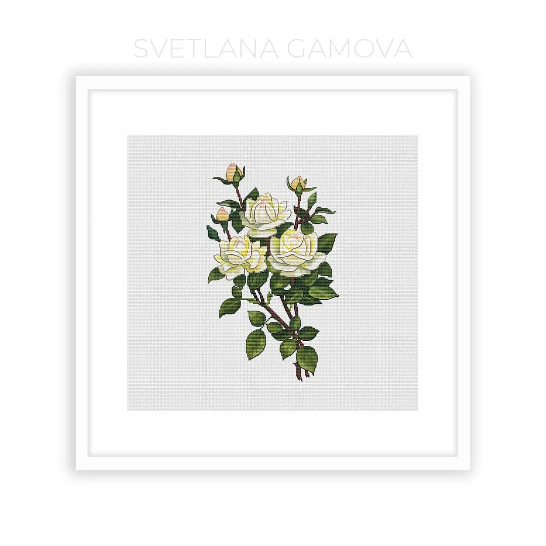 White Roses Cross Stitch Pattern PDF 1 White Roses Cross Stitch Pattern PDF