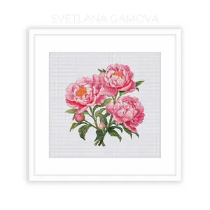 Peony Cross Stitch Pattern PDF