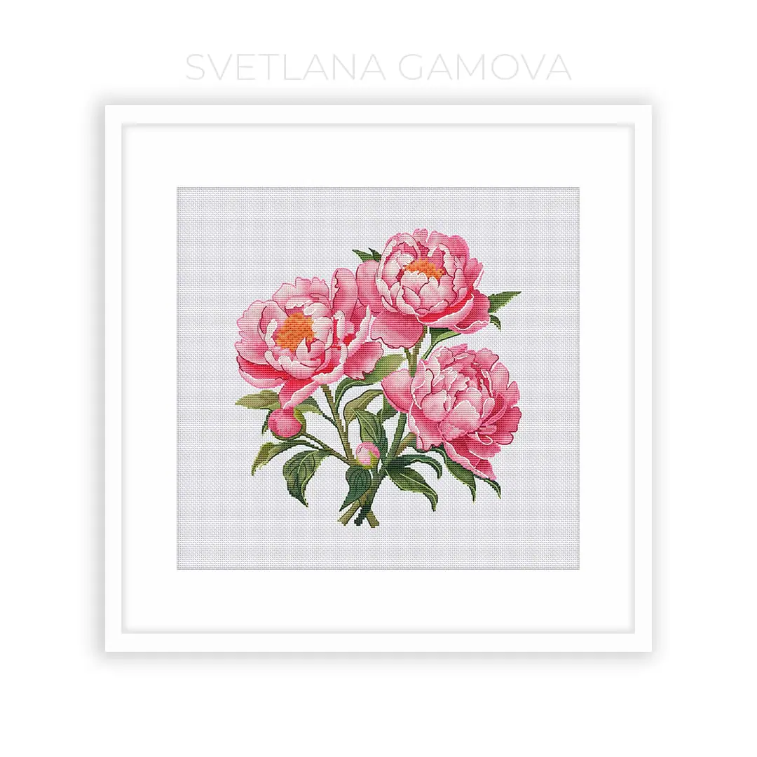 Peony Cross Stitch Pattern PDF 1 Peony Cross Stitch Pattern PDF