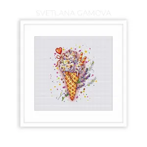 Lavender Ice Cream Digital Cross Stitch Pattern