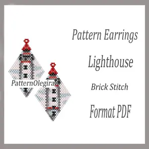 Lighthouse Bead earrings pattern Lighthouse beading pattern Bead earrings pattern Olegirabeadpatterns