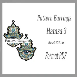 Hamsa 3 Bead earrings pattern Hamsa Hand beading pattern Bead earrings pattern Olegirabeadpatterns