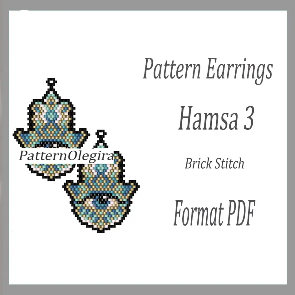HAMSA 3 Earrings beading pattern PDF Brick stitch pattern 1 Hamsa 3 Bead earrings pattern Hamsa Hand beading pattern Bead earrings pattern Olegirabeadpatterns