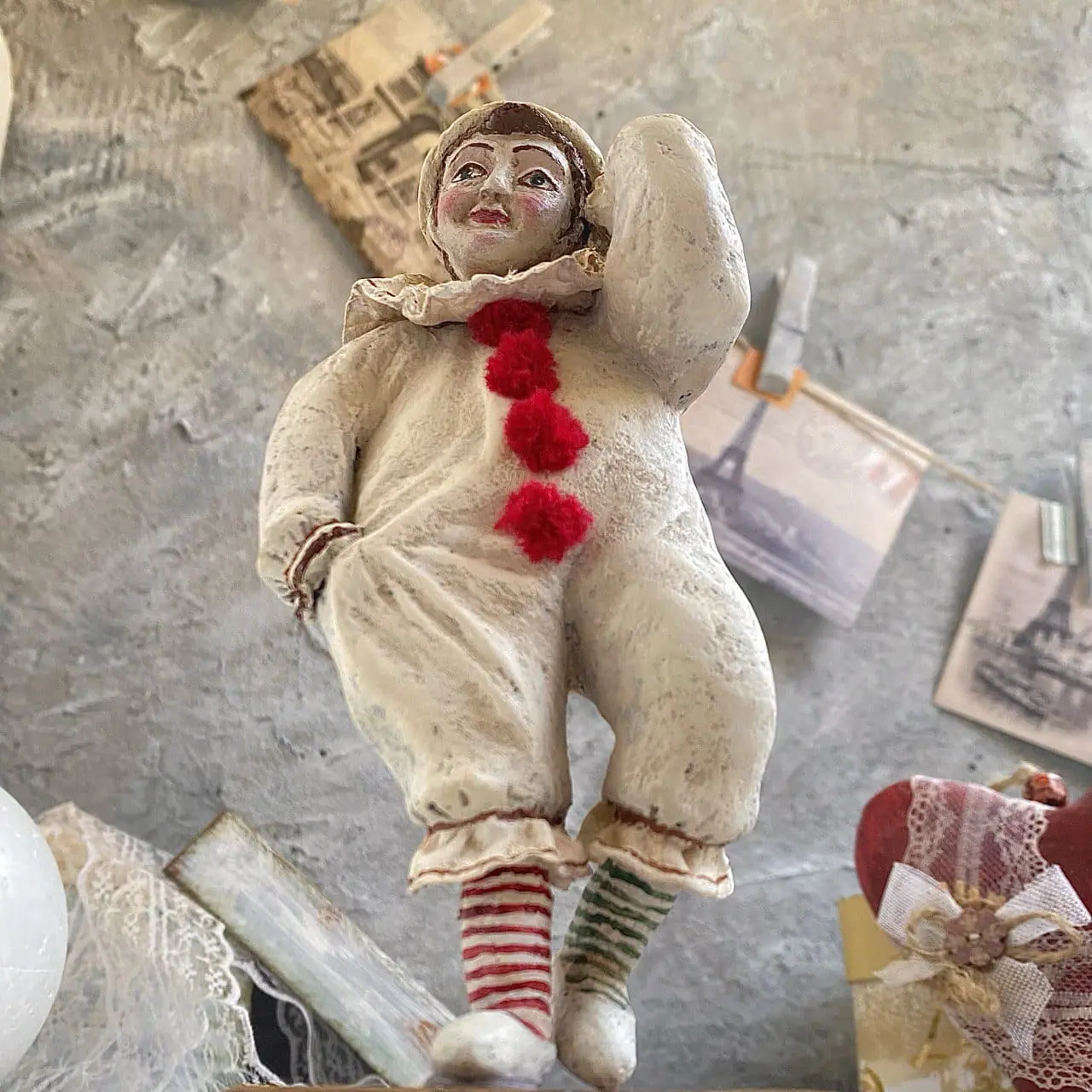 Vintage Pierrot: Handmade Papier-Mache Christmas Art Doll 1 photo 2025 05 12 16 11 22.jpg