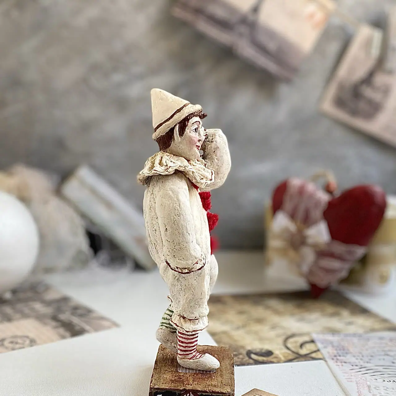 Vintage Pierrot: Handmade Papier-Mache Christmas Art Doll 4 photo 2025 05 12 16 11 47.jpg