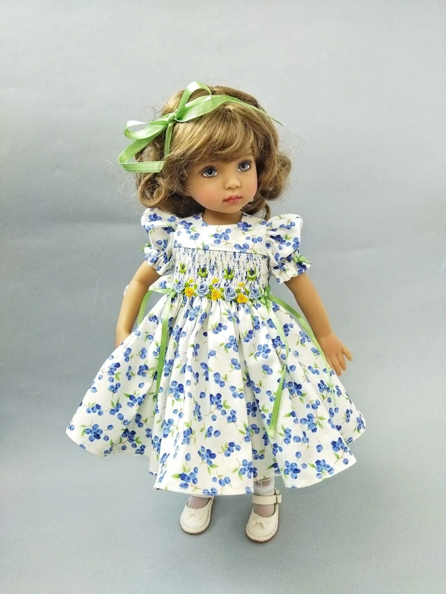 Little Darling blue berry smocked dress with embroidery 3 Little Darling blue berry smocked dress with embroidery