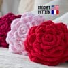 Crochet Rose Pillow Pattern PDF. Rose Cushion Crochet. Plush Flower Decor. Mother’s Day Gift