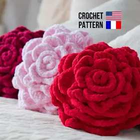 Crochet Rose Pillow Pattern PDF. Rose Cushion Crochet. Plush Flower Decor. Mother’s Day Gift