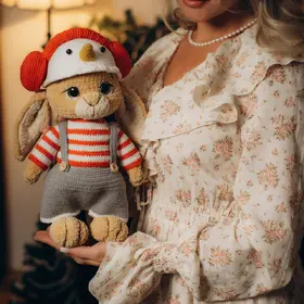 Rabbit Christmas Outfit Crochet Pattern. Bunny Clothes PDF. Holiday Sweater, Hat, Shorts, Earmuffs. Amigurumi Outfit Pattern. Xmas crochet