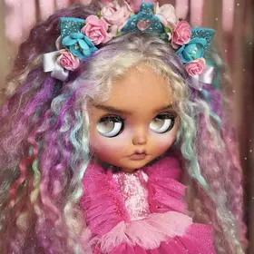 Blythe doll Unicorn with long hair unique