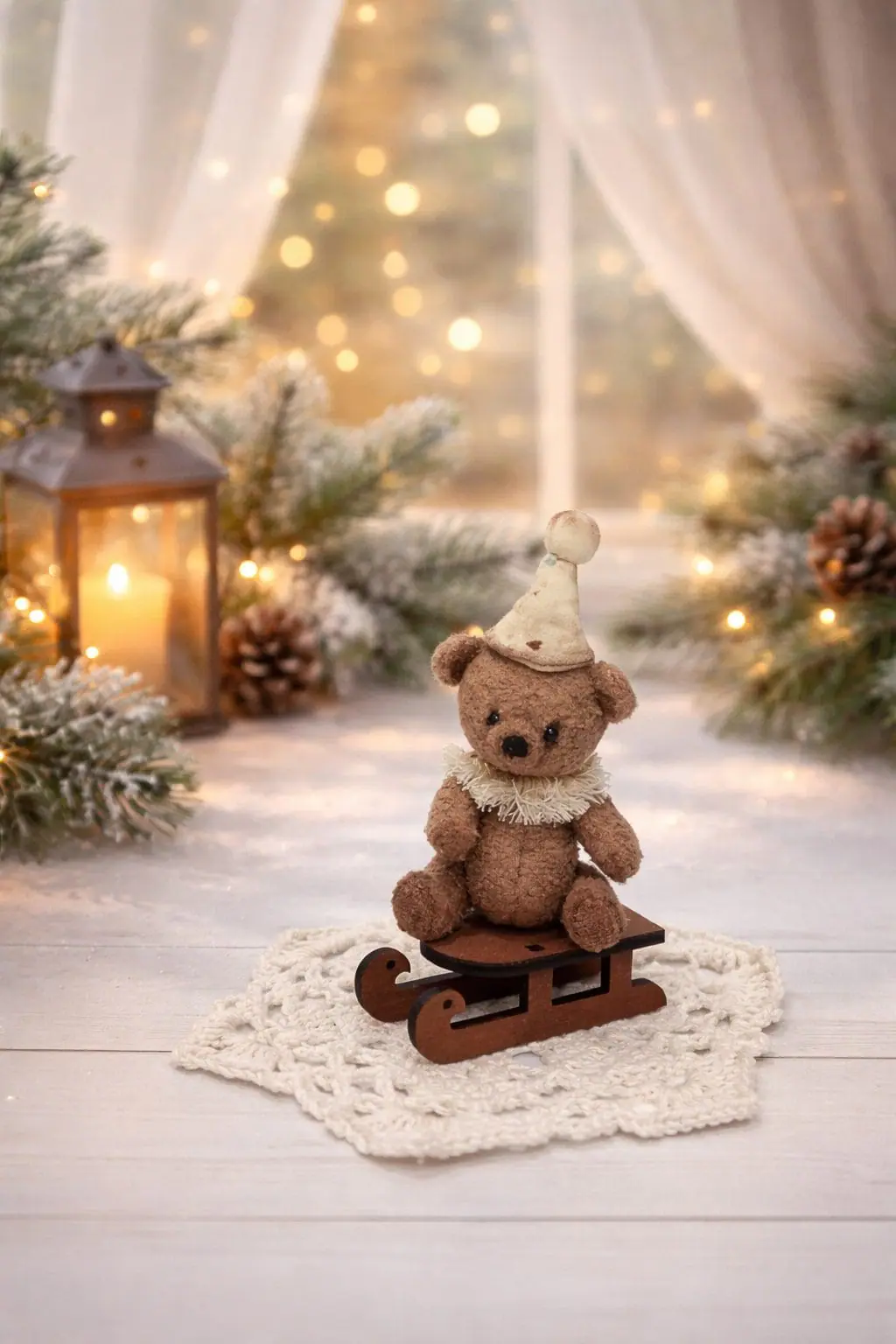 Tiny cute teddy bear 5 cm ( 2.3′ ), miniature stuffed bear. 1 teddi na sankah v prazdnik.jpg