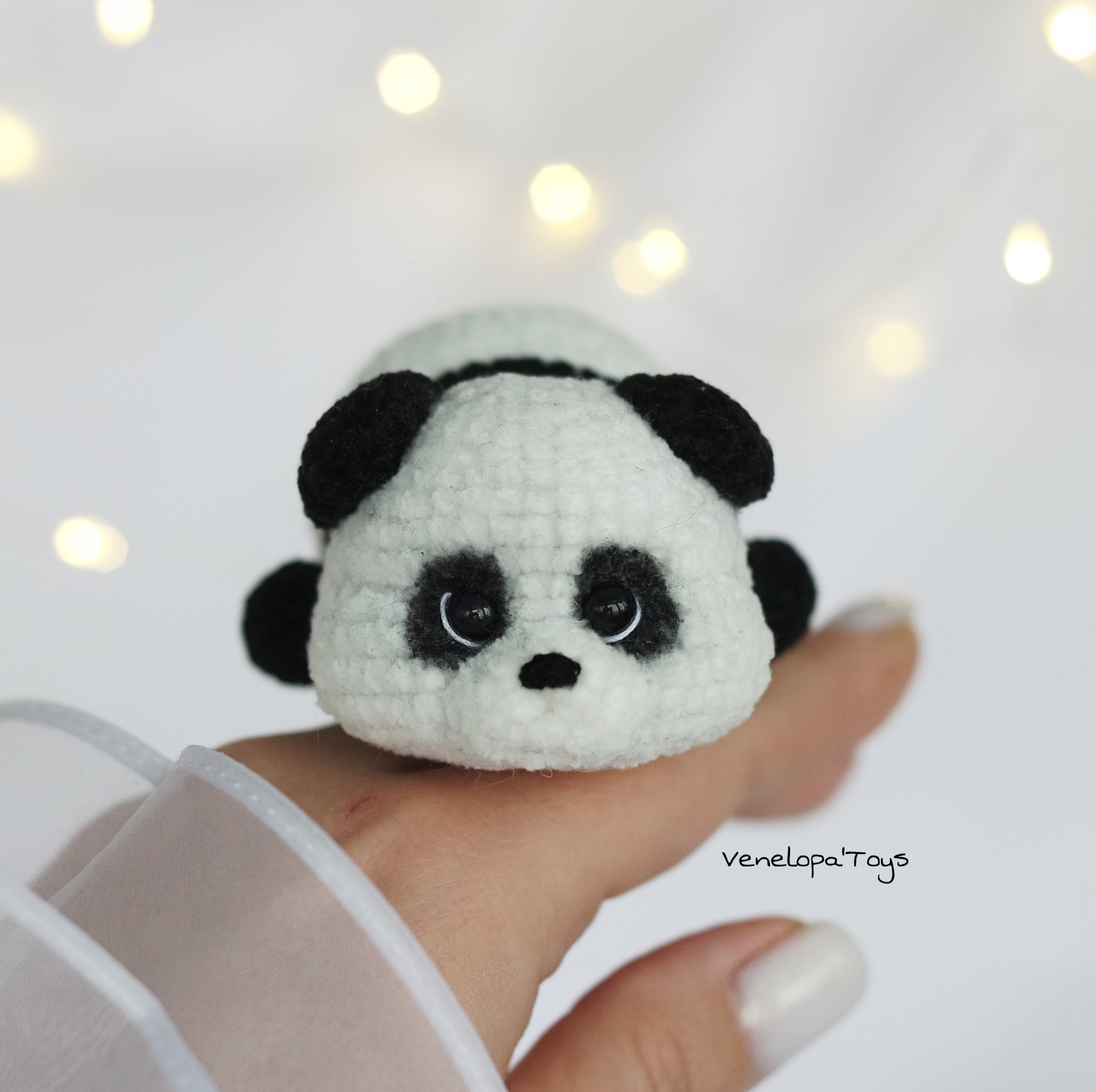 Tiny Crochet Panda Plush Amigurumi, Small Desk Buddy 5 small crochet panda amigurumi with black and white yarn kawaii plush toy.png
