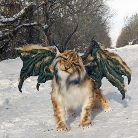 Lynx fantasy realistic plush artificial taxidermy toy