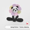 Sewing pattern flower panda