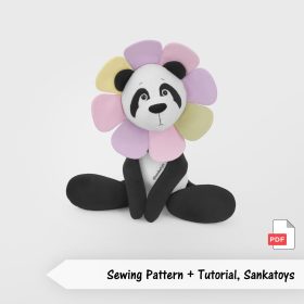 Sewing pattern flower panda