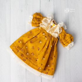 Mustard Floral Dress for Blythe Doll
