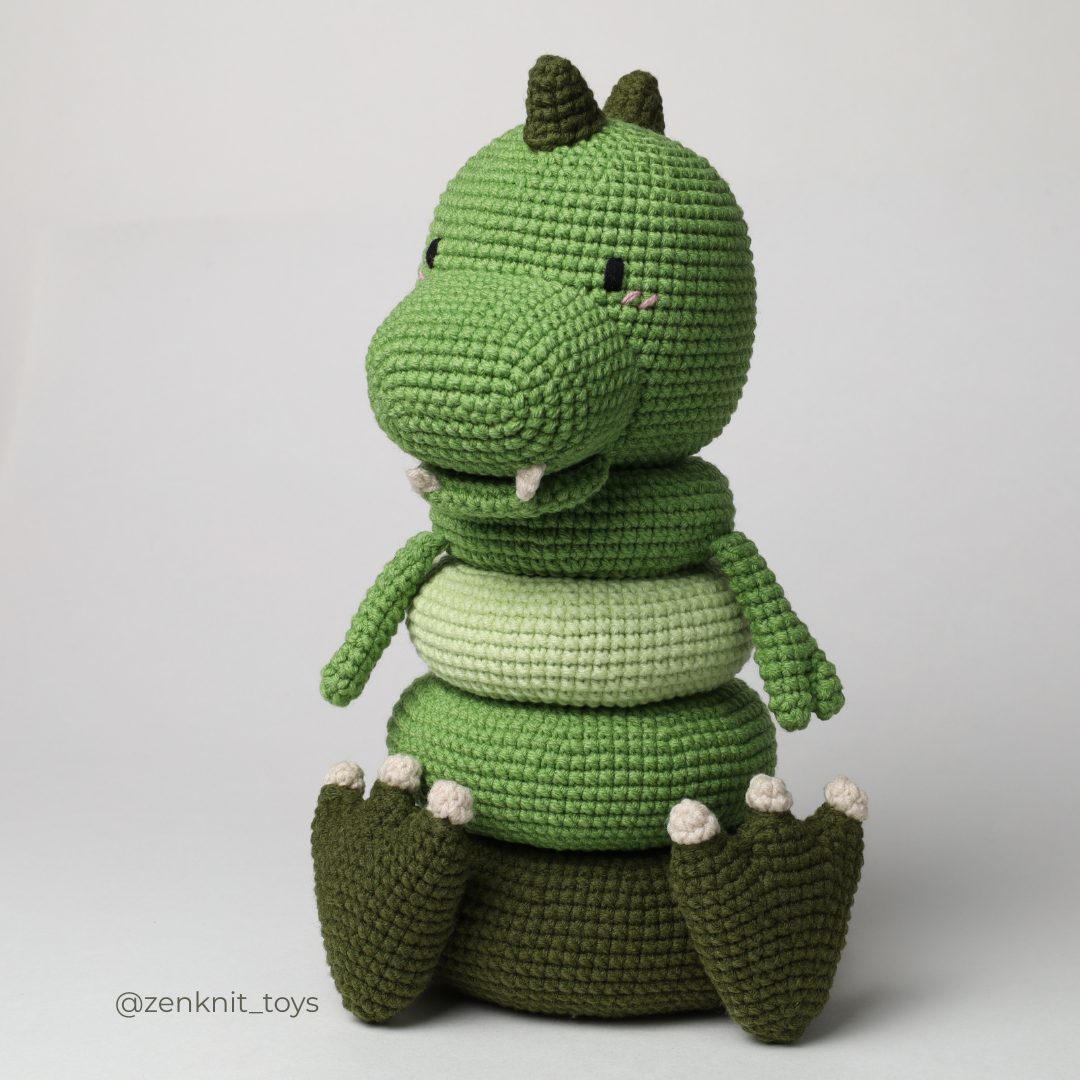 CROCHET PATTERN T-rex dinodaur toy 4 t rex dinosaur stacking toy crochet pattern