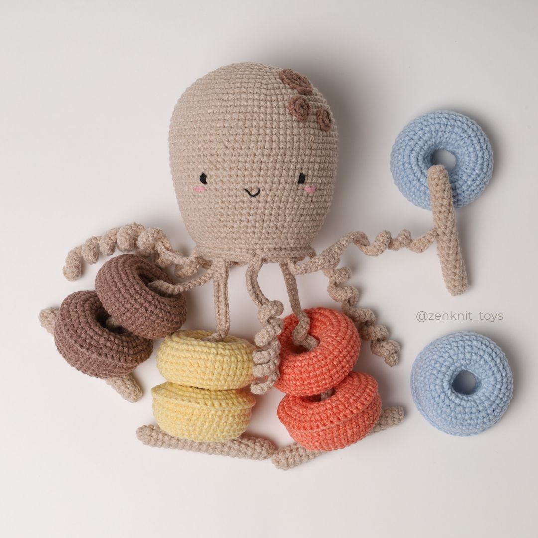 Crochet pattern Threading Toy Octopus 3 crochet octopus threading toy pattern