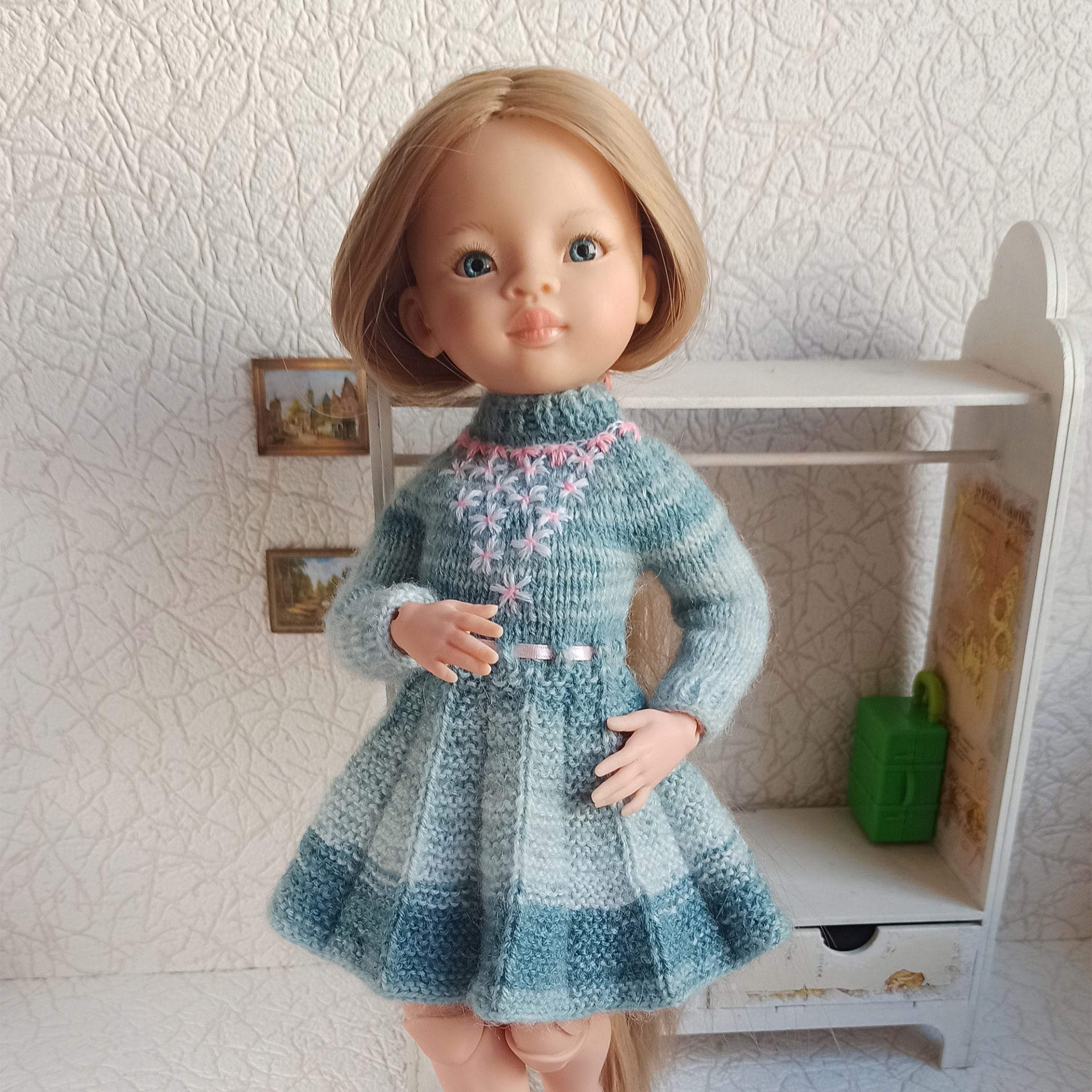 Mint knitted dress for Paola Reina doll handmade Mint knitted dress for Paola Reina doll handmade