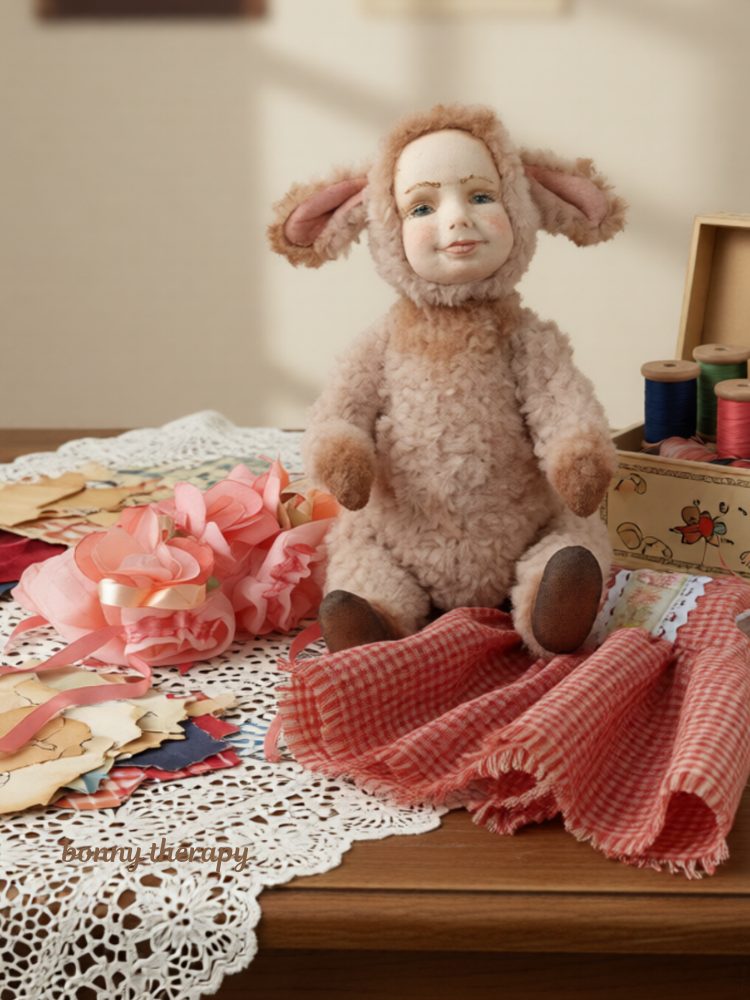 Little curly plush teddy doll 21cm tall. 1 teddy doll
