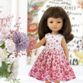Siblies doll in beautiful pink dress with hearts