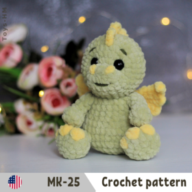 Crochet pattern little dinosaur. Amigurumi animal toys. ENG pattern