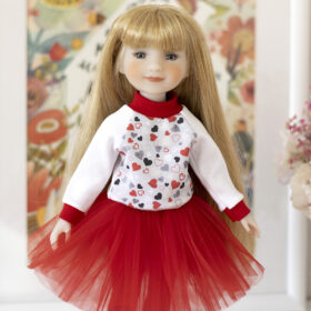 14-inch ruby red doll in a lush red tutu skirt